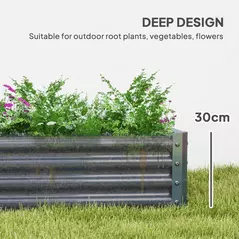 Outsunny 180 x 90cm Galvanised Steel Open Planter - Silver - 4