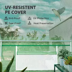 Outsunny 13 x 9.8ft Walk-In Polytunnel Greenhouse - Green - 6