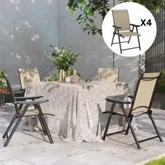 Outsunny Set of Four Folding Outdoor Chairs - Brown/Black - 7