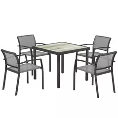 Outsunny Five-Piece Outdoor Garden Dining Set - Grey - 1