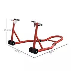 HOMCOM Front Motorcycle Paddock Stand Motorbike Stand with Anti-Slip Mat, Adjustable Pin and Swingarm Spool Adaptors, 200 kg Capacity, for 18", 17" and 10" Tyre, Red - 3