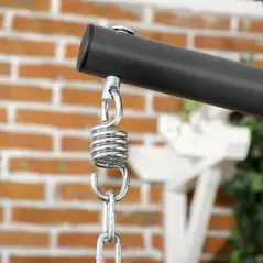 Outsunny Outdoor PE Rattan Swing Chair with Foldable Basket and Cushion, Garden Patio Hanging Egg Chair with Metal Stand, Headrest for Indoor and Outdoor, Light Grey - 8