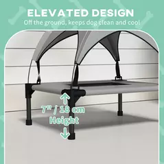 PawHut Cooling Raised Pet Bed w/ Washable Breathable Mesh, for Mini Small Dogs, 61 x 46 x 63cm - Light Grey - 7