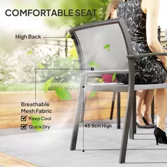 Outsunny Five-Piece Outdoor Garden Dining Set - Grey - 6