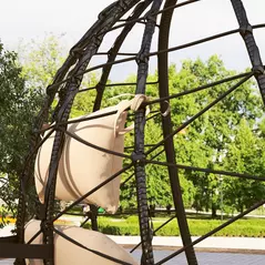 Outsunny Hanging Egg Chair Outdoor Indoor Garden Swing Chair with Folding Basket, Thickened Cushion, Garden Hanging Chair with Stand, Headrest for Patio, Balcony, Khaki - 9