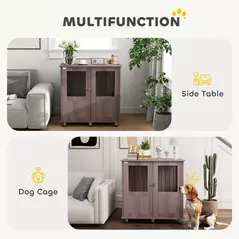 PawHut Dog Crate Table for Medium and Large Dogs with Magnetic Door for Indoor Use, 85 x 55 x 75 cm, Purple - 4