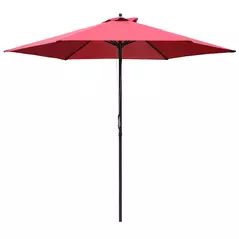 Outsunny 2.8m Garden Parasol Umbrella, Round Outdoor Market Table Umbrella Sun Shade Canopy, Wine Red - 1