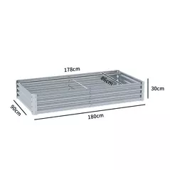 Outsunny 180 x 90cm Galvanised Steel Open Planter - Silver - 3