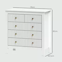 HOMCOM Elegant Chest of Five Drawers - White - 3