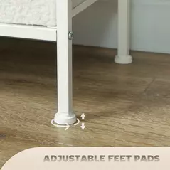 HOMCOM Boucle Chest of Drawers, 8 Fabric Drawers Storage Organiser with Charging Station, 2 USB and 2 AC Ports, Steel Frame, Fabric Dresser for Living Room, Bedroom, Hallway, Cream White - 8