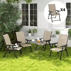 Outsunny Set of Four Folding Outdoor Chairs - Brown/Black - 9