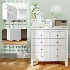 HOMCOM Elegant Chest of Five Drawers - White - 6