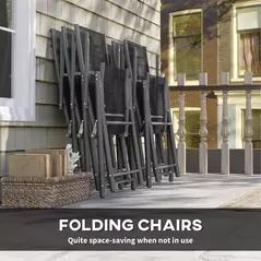 Outsunny 7 Piece Outdoor Dining Set with Extendable Table and 6 Folding Chairs for Patio, Balcony, Deck, Grey - 5