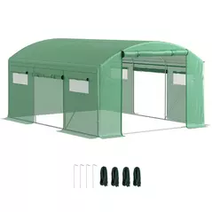 Outsunny 13 x 9.8ft Walk-In Polytunnel Greenhouse - Green - 1