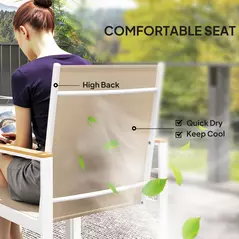 Outsunny 5 Piece Garden Furniture Set with 4 Armchairs and Tempered Glass Table Top, for Deck, Balcony - 6