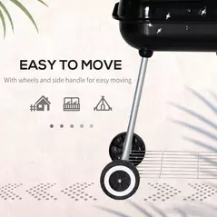 Outsunny Portable BBQ Charcoal Grill with 2 Wheels and Cooking Utensils, Smoker Grill with Lid for Outdoor Barbecues, Camping, Picnic, Courtyard - 6