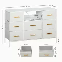 HOMCOM Boucle Chest of Drawers, 8 Fabric Drawers Storage Organiser with Charging Station, 2 USB and 2 AC Ports, Steel Frame, Fabric Dresser for Living Room, Bedroom, Hallway, Cream White - 3