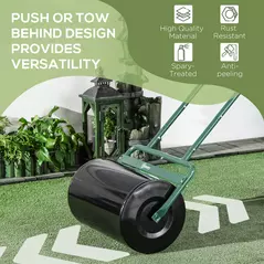 Outsunny 38L Fillable Cylinder Steel Lawn Roller - Dark Green - 6