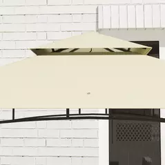 Outsunny 8' x 5' Grill Gazebo Canopy, Double Tiered Outdoor BBQ Gazebo Shelter with 2 Side Shelves, Storage Baskets, Hook for Garden, Patio, Barbecue, Picnic, Beige - 8
