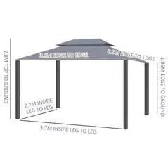 Outsunny 3 x 4m Aluminium Garden Gazebo, Marquee Canopy Shelter Pavilion Party Tent with Nets and Curtains for Garden and Deck, Grey - 3