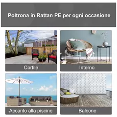 Outsunny Teardop PE Wicker Rattan Chair w/ Thick Cushions 4 Legs Outdoor Seat Egg Garden - 7