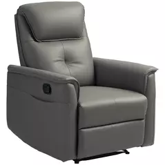 HOMCOM Recliner Armchair with Thick Padded Spring Cushion, Microfibre Manual Reclining Chair with Adjustable Leg Rest, Side Pockets for Living Room, Bedroom, Light Grey - 1