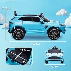 AIYAPLAY Aston Martin DBX Licensed Battery Powered Kids Electric Car, 12V Kids Ride on Car w/ Lights, Music Horn, Blue - 3