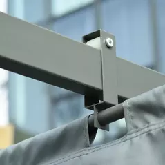 Outsunny 3.6 x 3(m) Outdoor Pergola with Retractable Roof and Curtains, Garden Gazebo Canopy Sun Shade Shelter with Aluminum Frame, Dark Grey - 9