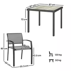 Outsunny Five-Piece Outdoor Garden Dining Set - Grey - 3