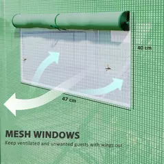 Outsunny 13 x 9.8ft Walk-In Polytunnel Greenhouse - Green - 5