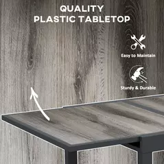 Outsunny Extending Garden Table, Outdoor Dining Table for 6, Aluminium Frame Rectangular Patio Table with Plastic Board Tabletop,80/160L x 80W x 75H cm, Grey - 6