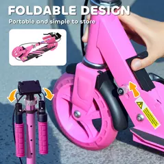 AIYAPLAY Scooter for Kids Aged 3-8 Years, with Adjustable Handle, Two Light Up Wheels, Handbrake, Rear Brake, Pink - 7
