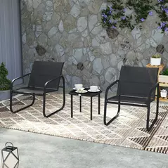 Outsunny Three-Piece Garden Seating Set - Black - 9