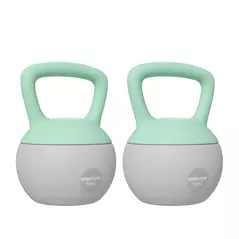 SPORTNOW 2 x 10kg Soft Kettlebell, Kettle Bell with Non-Slip Handle, for Home Gym, Strength Training, Cardio - Grey and Green - 1