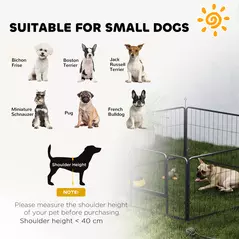 PawHut 6 Panels Dog Playpen, Portable Detachable Puppy Pen with Door, for Small Dogs, 60cm High, Grey - 7