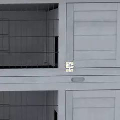 PawHut Rabbit Hutch Outdoor Guinea Pig Hutch Bunny Cage with No-Leak Trays, Divider, 136 x 50 x 93cm, Grey - 9