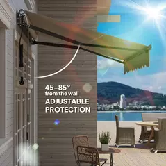 Outsunny 2.5 x 2m Electric Awning with Remote Controller, Aluminium Frame DIY Retractable Awning, UV30+ Sun Shade Canopy for Garden Patio Deck Door Window, Light Grey - 6