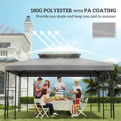 Outsunny Gazebo Roof Replacement, for 3 x 4m Frames - Light Grey - 6
