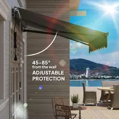 Outsunny 2.5 x 2m Electric Awning with Remote Controller, Aluminium Frame DIY Retractable Awning, UV30+ Sun Shade Canopy for Garden Patio Deck Door Window, Dark Grey - 6