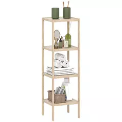 HOMCOM Four-Tier Bamboo Bathroom Shelf - Natural Finish - 1