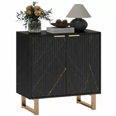 HOMCOM Elegant Storage Sideboard - Black/Gold-Tone - 1
