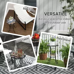 Outsunny Mosaic Garden Table, 35.5 cm Round Outdoor Table with Shelf, Ceramic Tile Top, Small Garden Side Table Bistro Table End Table Plant Stand for Indoor, Patio, Balcony, Orange - 7