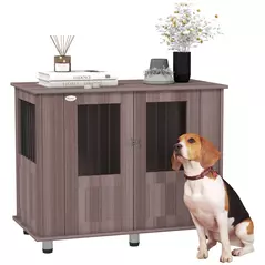 PawHut Dog Crate Table for Medium and Large Dogs with Magnetic Door for Indoor Use, 95 x 55 x 75 cm, Purple - 1