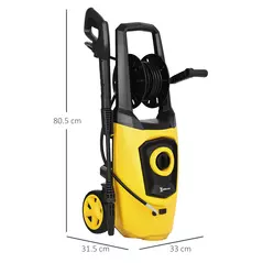 DURHAND 1800W High Pressure Washer, 150 Bar Pressure, 510 L/h Flow, High-Performance Portable Power Washer Jet Wash Cleaner with 6M Hose and Hose Reel for Garden, Car, Furniture, Yellow - 3