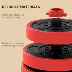 SPORTNOW 30kg 6-In-One Adjustable Weight Dumbbells Set, Barbell, Kettlebell, Push Up Stand - Red - 7