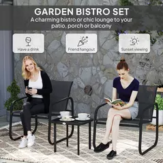 Outsunny Three-Piece Garden Seating Set - Black - 4