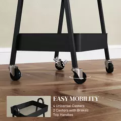 HOMCOM Three-Tier Storage Trolley - Black - 5