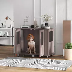 PawHut Dog Crate Table for Medium and Large Dogs with Magnetic Door for Indoor Use, 95 x 55 x 75 cm, Purple - 2