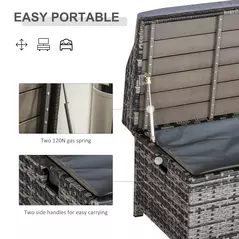 Outsunny 130 L Rattan Garden Storage Box, with Seat - Mixed Grey - 5