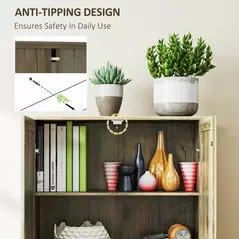 HOMCOM Farmhouse Kitchen Cupboard, Freestanding Kitchen Storage Cabinet with Adjustable Shelves, Tall Storage Cabinet with Recessed Doors, Grey Wood-Effect - 7